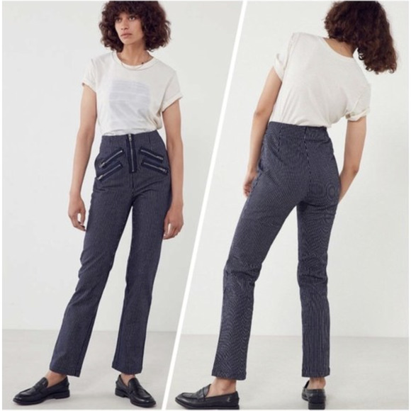 Urban Outfitters Silence + Noise Malorie Pinstripe Zipper Pants - Picture 2 of 9